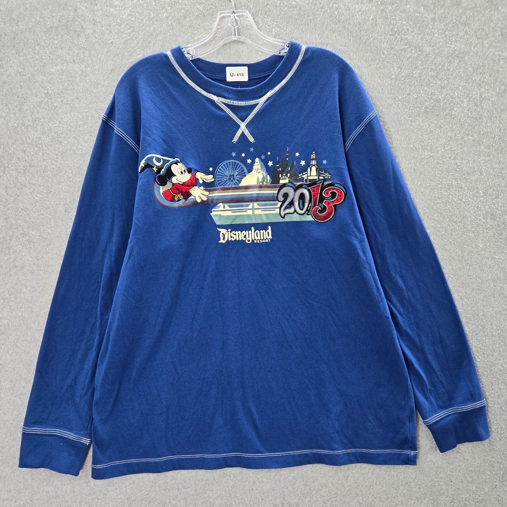 Disney Parks Men Shirt XL‎ Blue 2013 Believe In Magic Embroidered Graphic Print